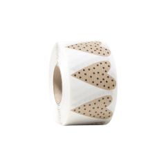 Presentetikett modern heart dots ribbad kraft brun/svart