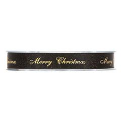 Presentband satin Merry Christmas svart