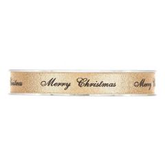 Presentband satin Merry Christmas guld